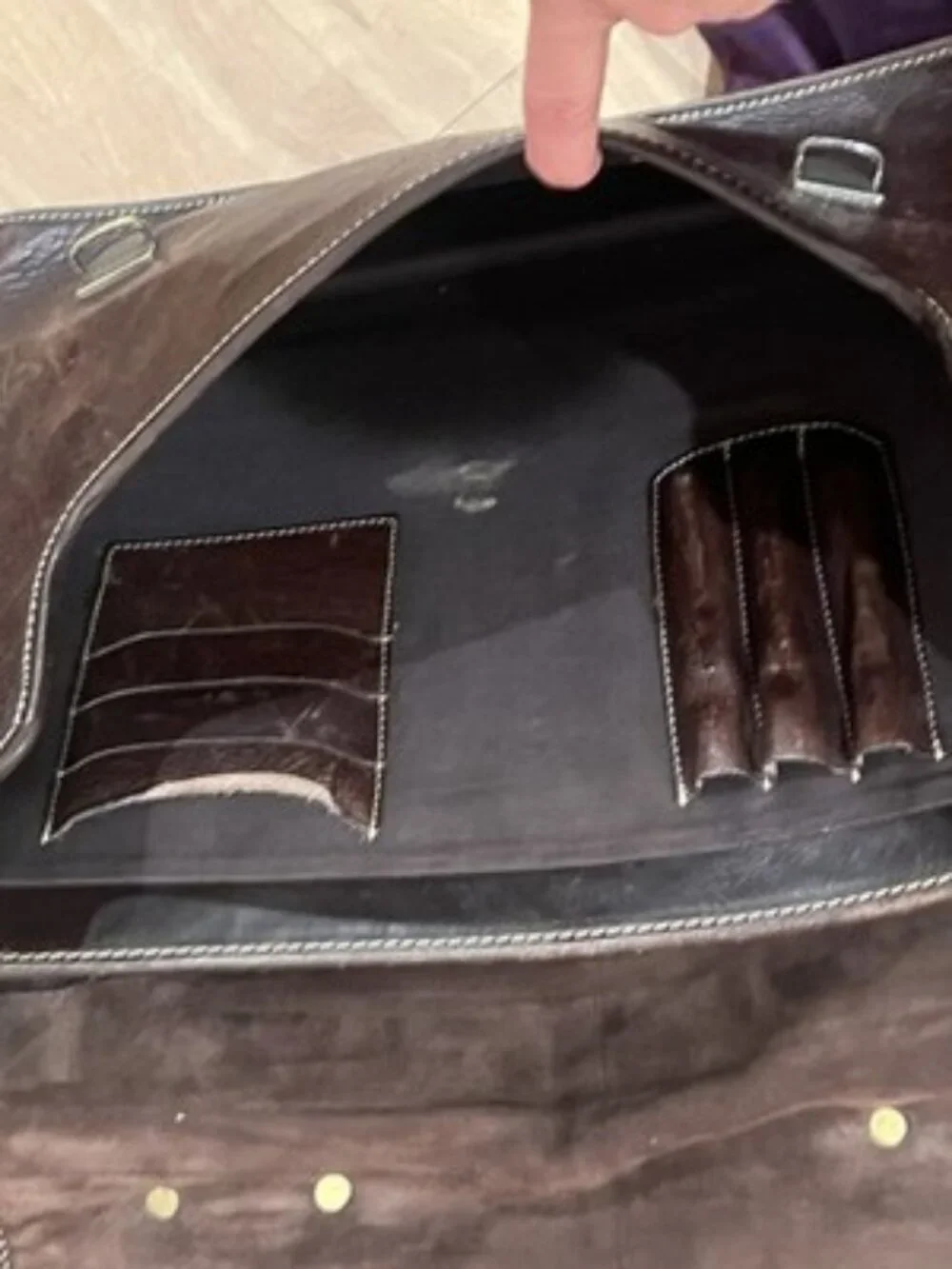 COLE HAAN Heavy Leather Briefcase / Messenger Bag